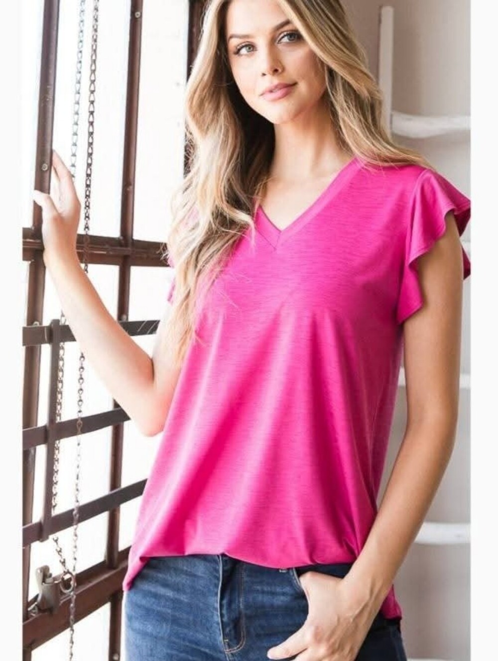 New Heimish Rose Bulgari Vneck Top